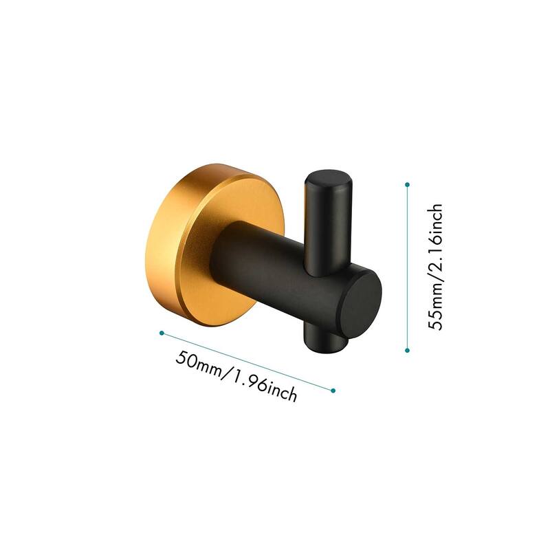 6 Piece Wall Mount Bathroom Towel Rack Set In Matte Black Gold Accent - Gold+Matte Black