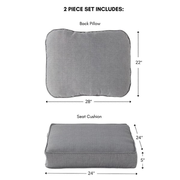Heather Gray Outdoor 24-inch x 24-inch Premium Deep Seat Cushion Set (Cushions Only)