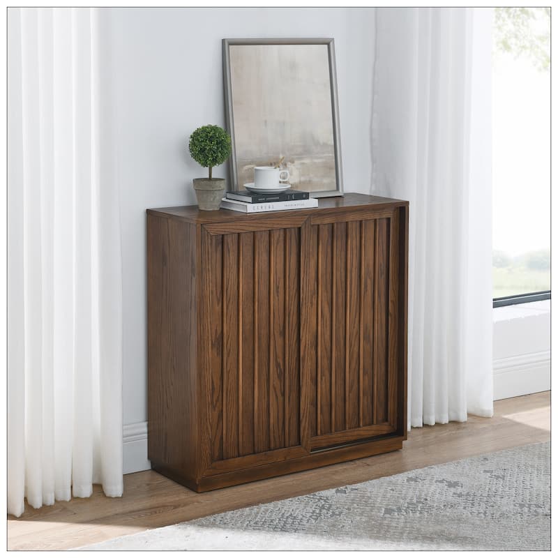 Mid Century Sideboard with 2 Sliding Door for Living Room