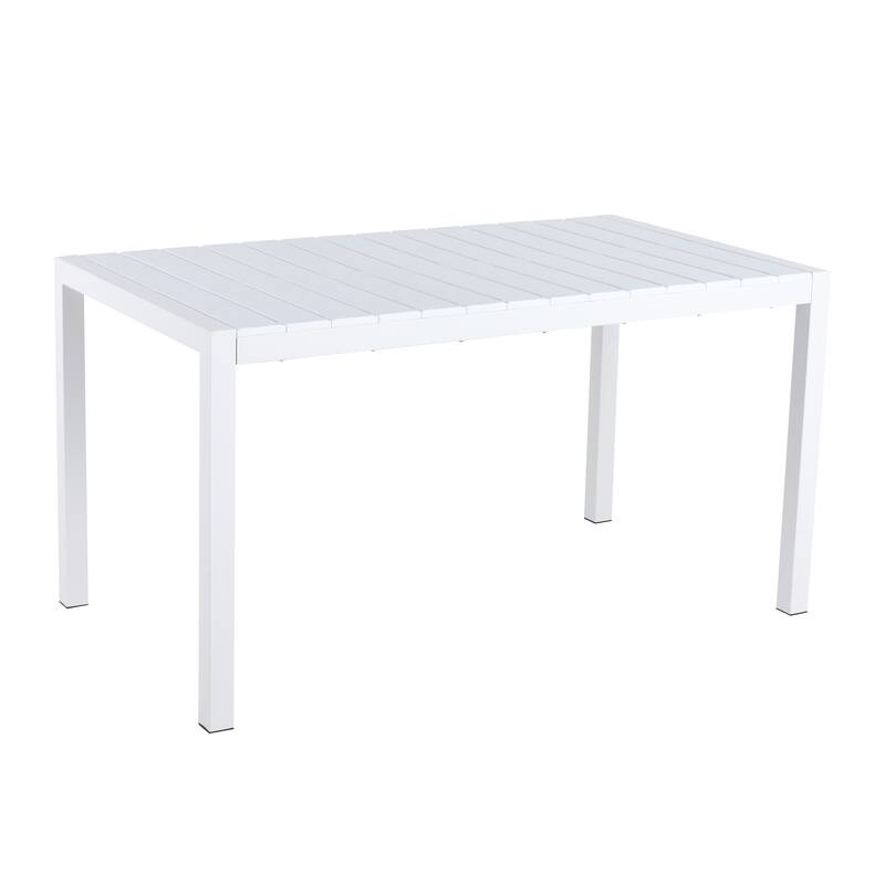 55" Modern White Dining Table with PP Tabletop and Metal Legs