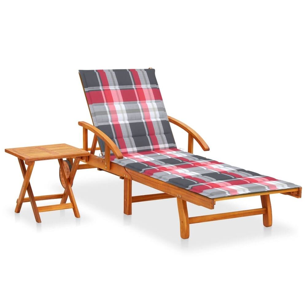 vidaXL Patio Lounge Chair Sunbed Sunlounger with Cushion Solid Acacia Wood