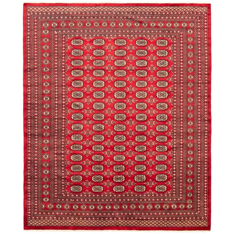 ECARPETGALLERY Hand-knotted Finest Peshawar Bokhara Dark Red Wool Rug - 7'10 x 9'5 - Dark Red - 7'10 x 9'5
