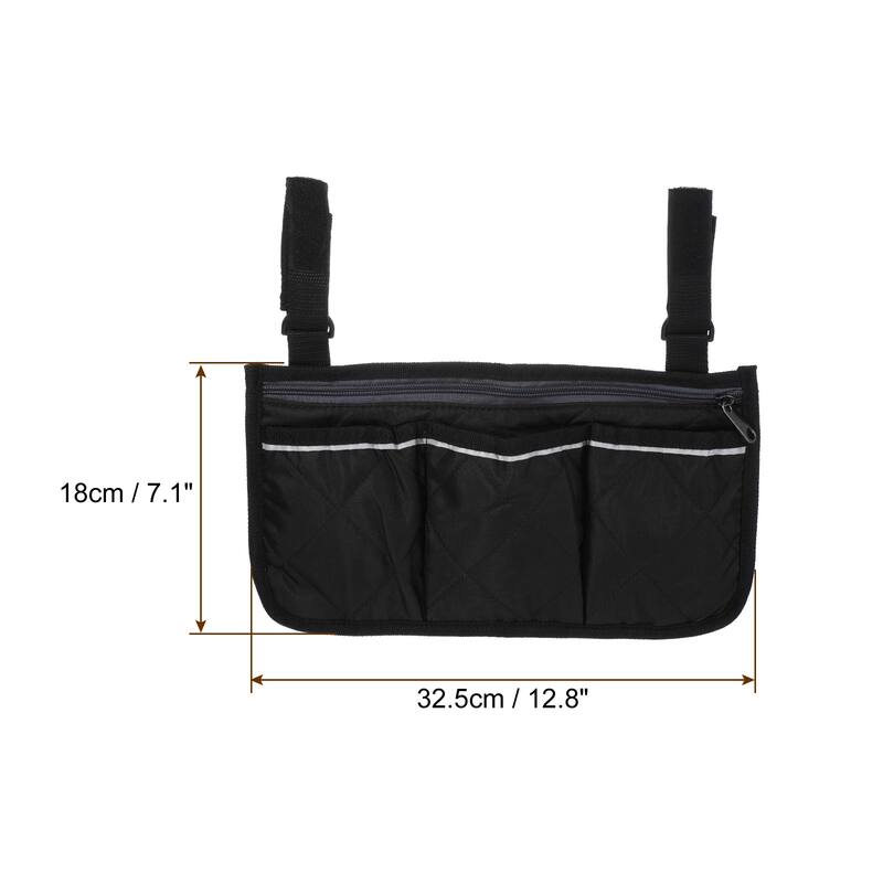Chair Armrest Organizer, 4 Pockets Book Holder with Straps, Purple - Black