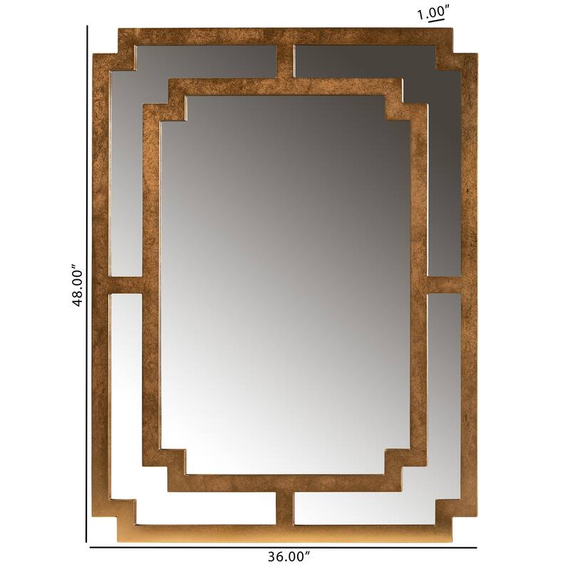 Dayana Modern and Contemporary Antique Gold Finished Wood Accent Wall Mirror