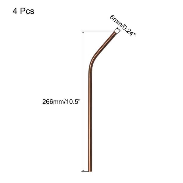 dimension image slide 5 of 10, Reusable Metal Straws 4Pcs, Stainless Steel Bent Drinking Straw 10.5"