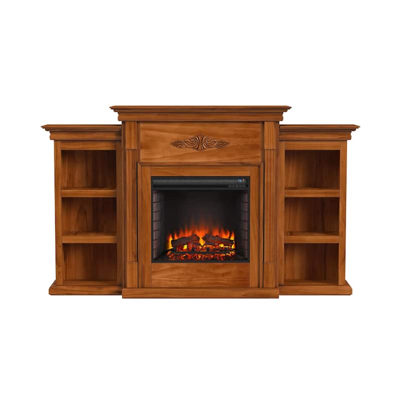 SEI Furniture Jennifer Electric Fireplace and Mantel with Bookshelves