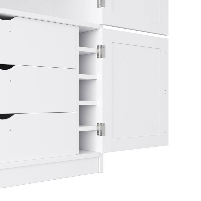 Modern 80.1" Tall Freestanding Kitchen Pantry Cabinet with Adjustable Shelves and 2 Power Outlets