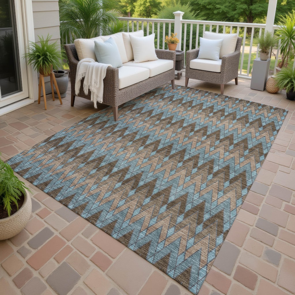 Machine Washable Indoor/ Outdoor Modern Baxter Chantille Rug