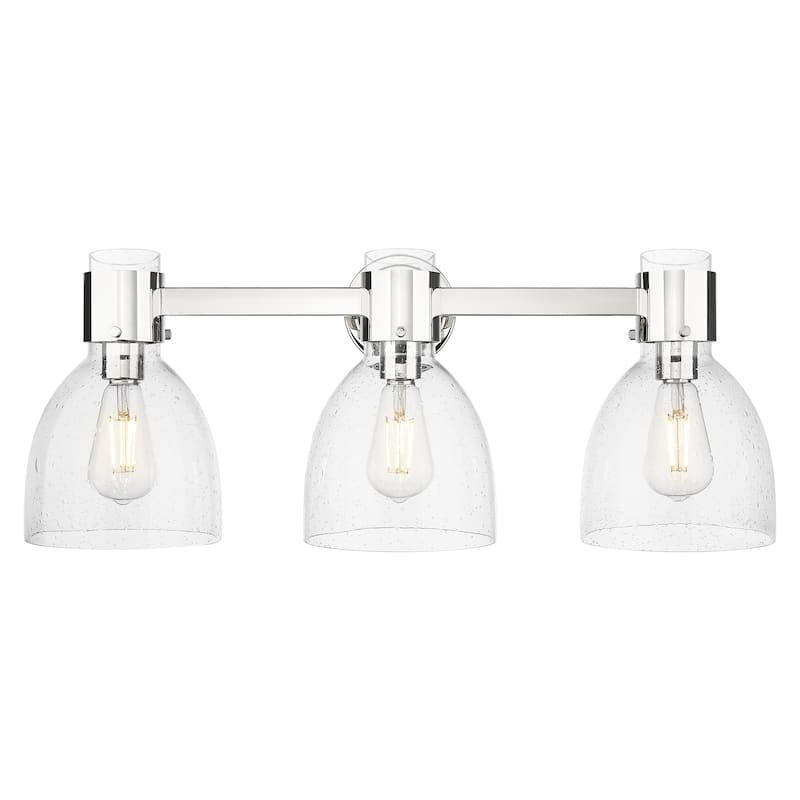 Innovations Lighting Downtown Urban - Lawton Bell - 3 Light 24" Wall-Mounted Bath Vanity Light - Polished Nickel/Seedy
