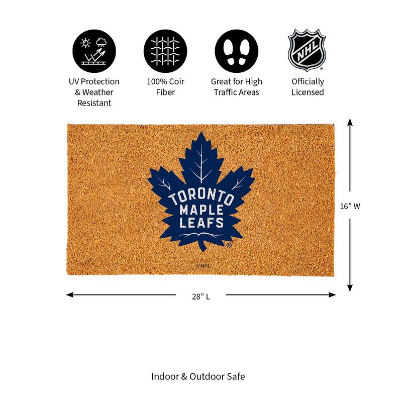 Coir Door Mat, 16"x 28", Toronto Maple Leafs - 28" x 16"