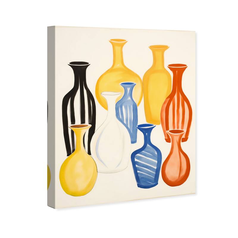 Wynwood Studio Canvas Floral and Botanical Transparent Vases Yellow and Modern & Contemporary Wall Art Canvas Print