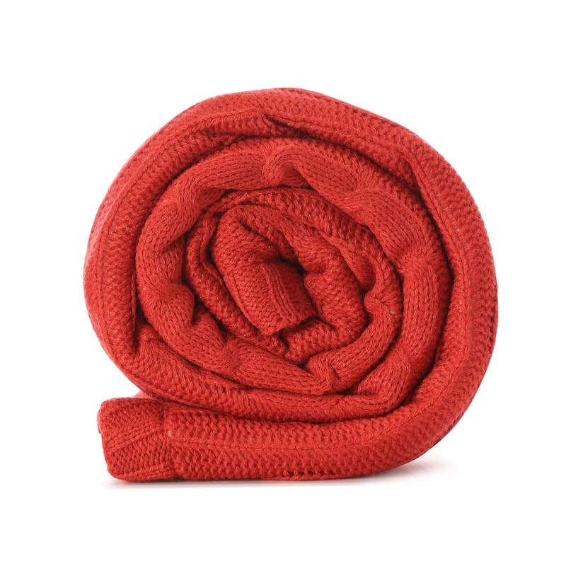 60" X 50" Red Knitted Acrylic Throw Blanket