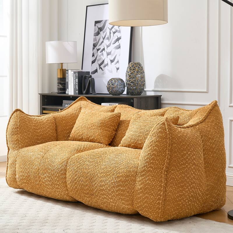 Modern Chenille 2-Seater Bean Bag Chair Recliner Sofa with Armrests for Living Room Lounge Bedroom