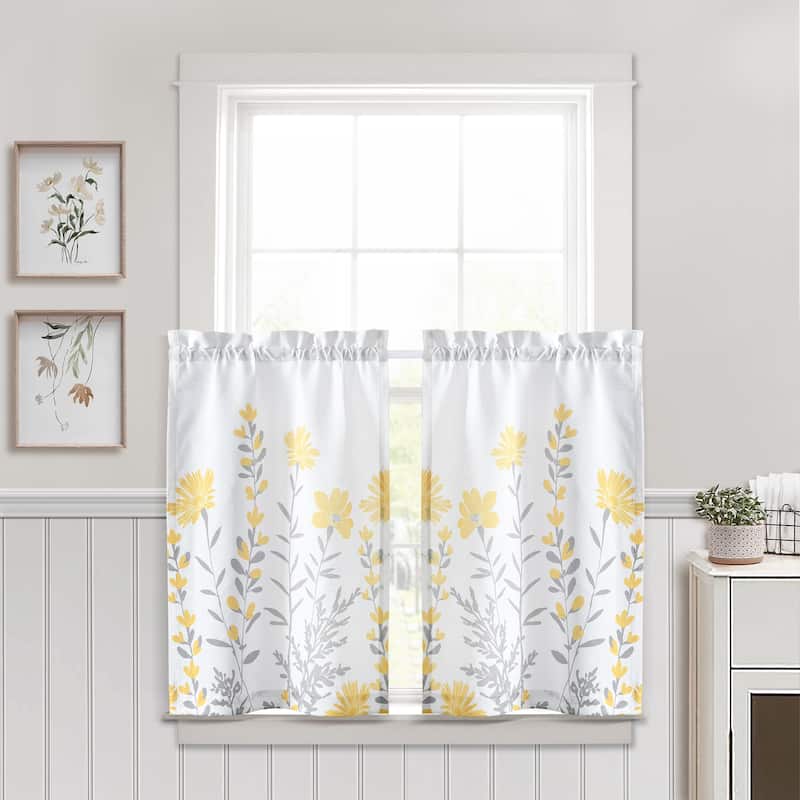 Lush Decor Aprile Linen Kitchen Tiers Set - 29" x 36" - Yellow/Gray