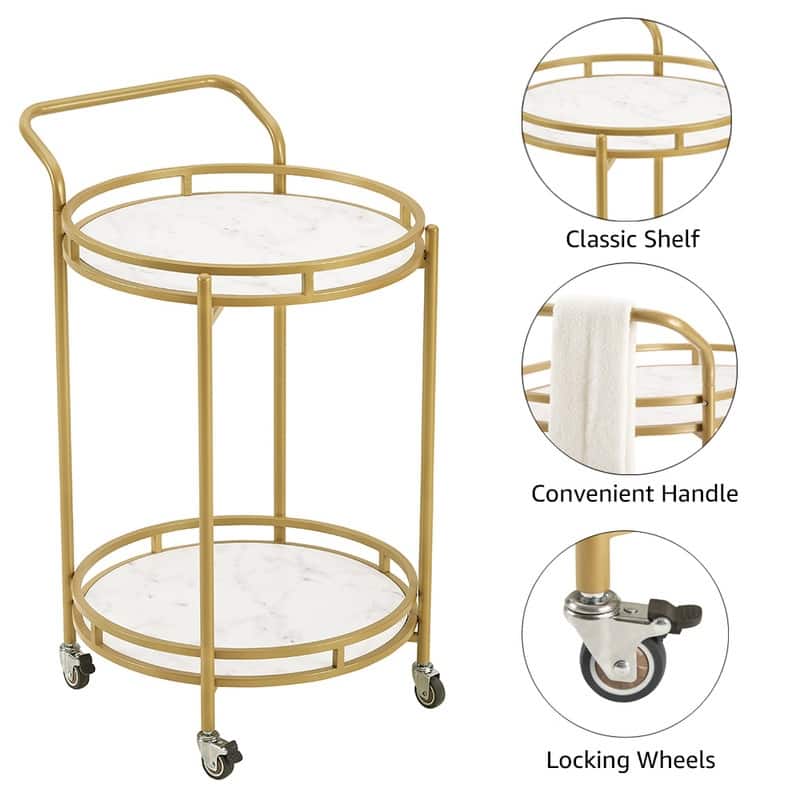 ROSEN GARDEN Metal Round Rolling Bar Cart