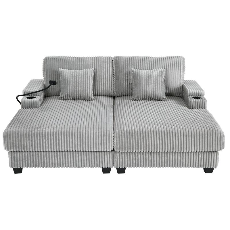 Modern Corduroy Chaise Lounge Sofa by Harper&Bright Designs.