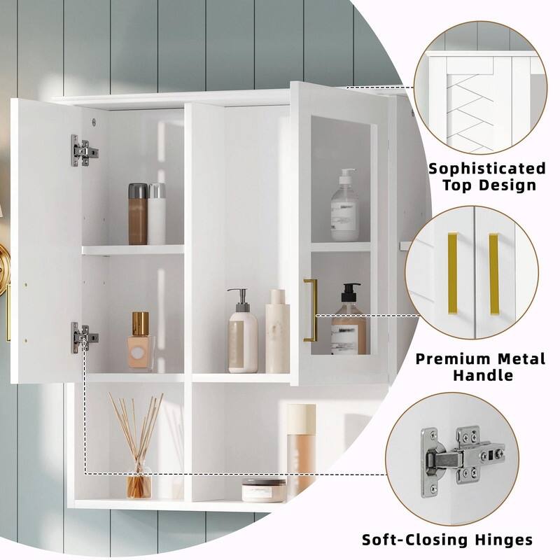 35" 2-in-1 Wall-Mounted Medicine Cabinet - High-Definition Mirror with Storage, Adjustable Shelves & Soft-Close Doors