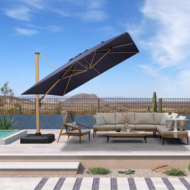 PURPLE LEAF 11ft Wood Grain Premium Patio Cantilever Umbrella