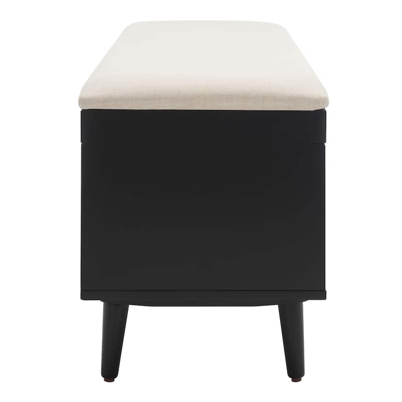 SAFAVIEH Cricket Mid-Century Modern Open Shelf Storage Bench with Cushion