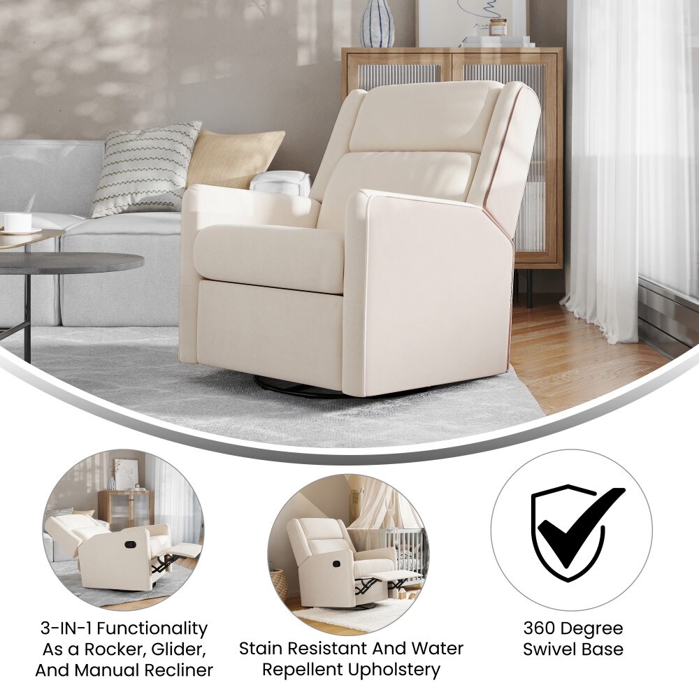 Manual Rocking Recliner Chair with 360 Swivel and Gliding Motion