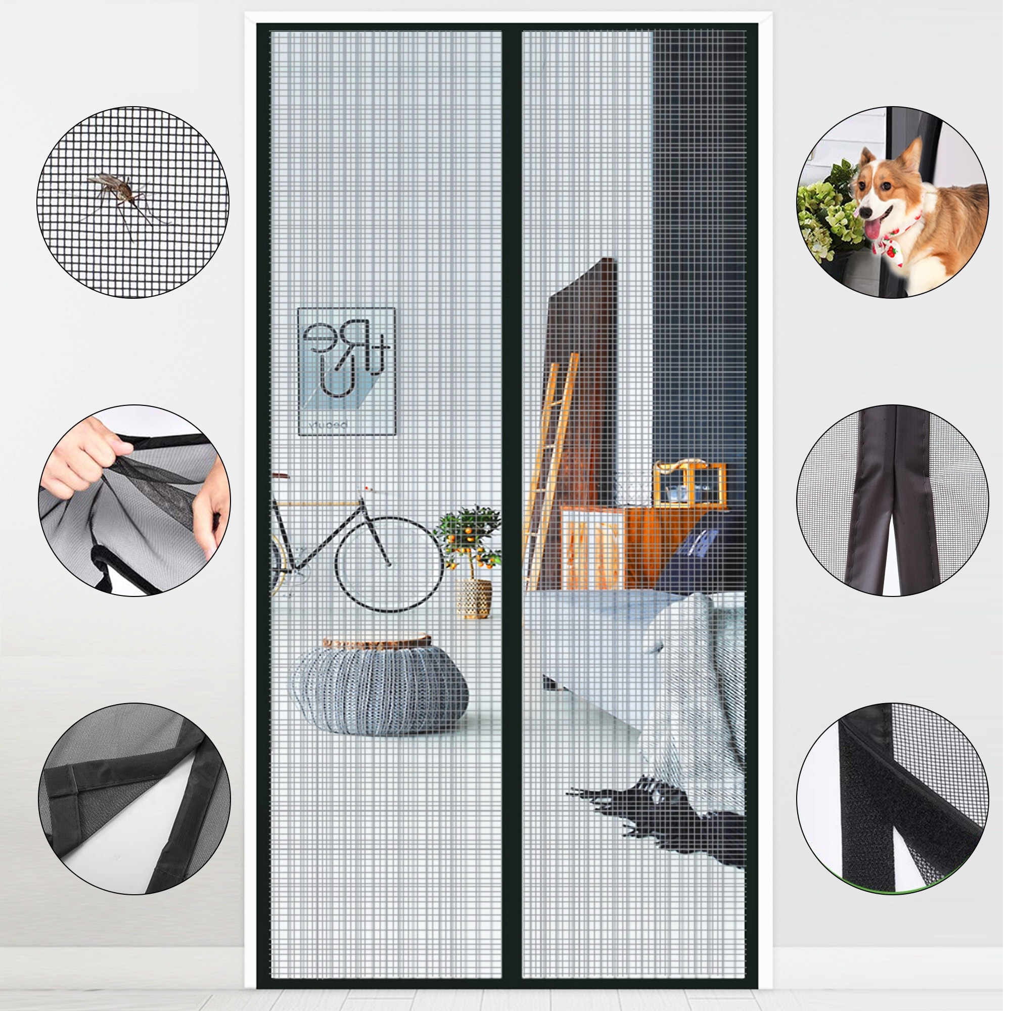 Screen Doors with Magnets Mosquito Fly Net - L - Bed Bath & Beyond -  32593349