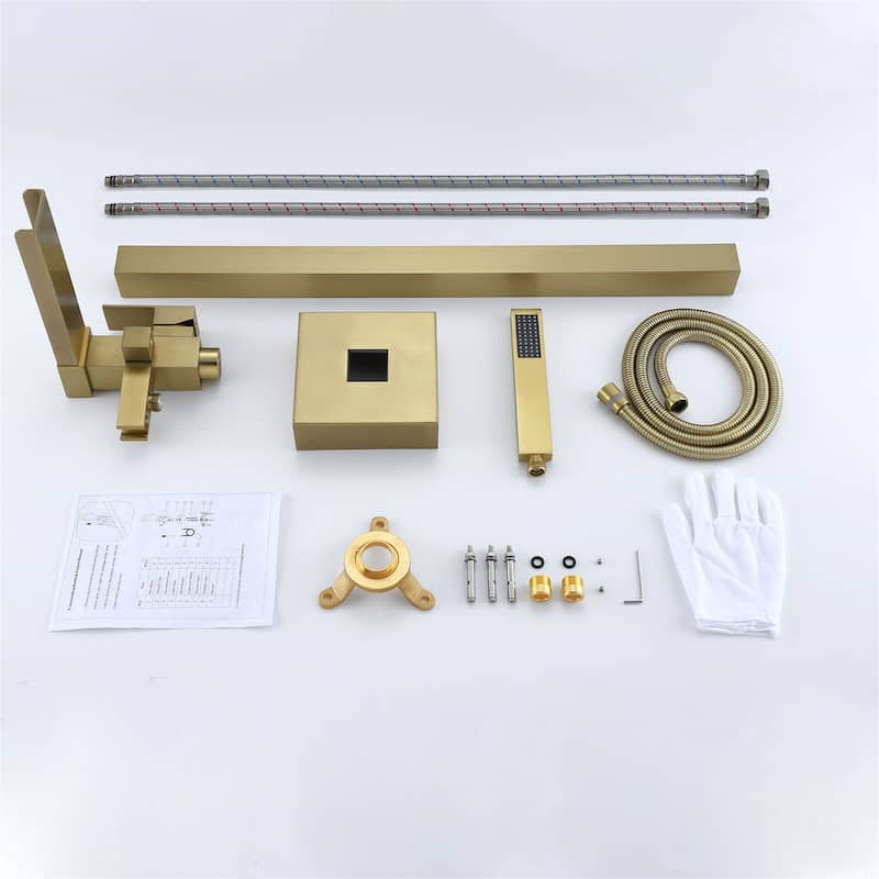 Freestanding Tub Faucet With Hand Shower Waterfall Tub Filler Floor Mount Bathtub Faucet With Handheld Shower