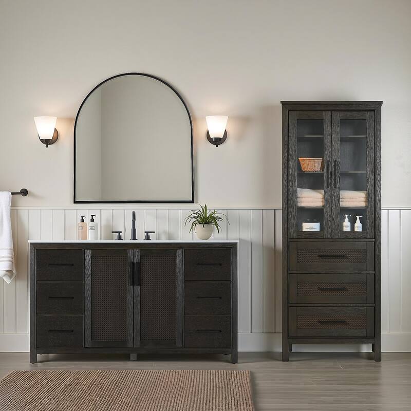 Winslow 16-28 Inch Bath Storage Glass Cabinet