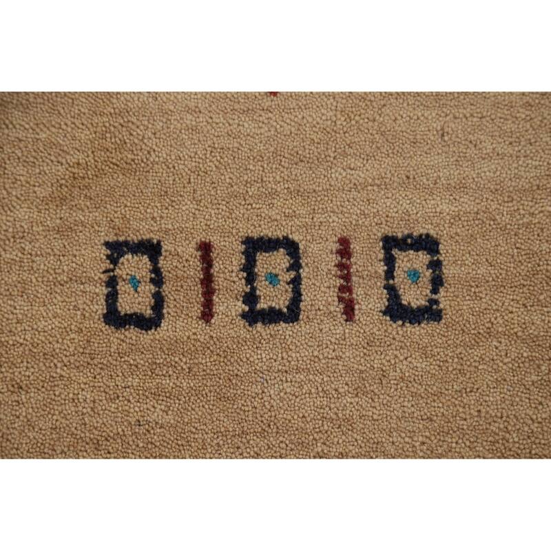 Tribal Gold Gabbeh Oriental Area Rug Hand-Knotted Modern Wool Carpet - 4'8" x 6'6"
