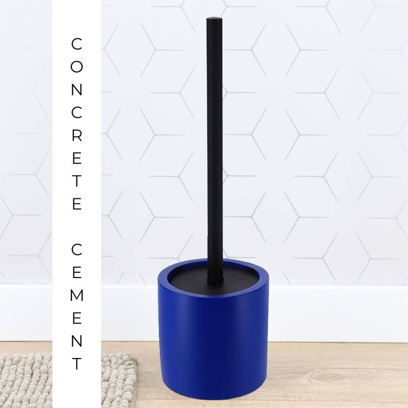 Concrete Cement Toilet Bowl Brush with Holder, Durable Bathroom Accessory Set - 4.3 L x 4.3 W x 14.2 H