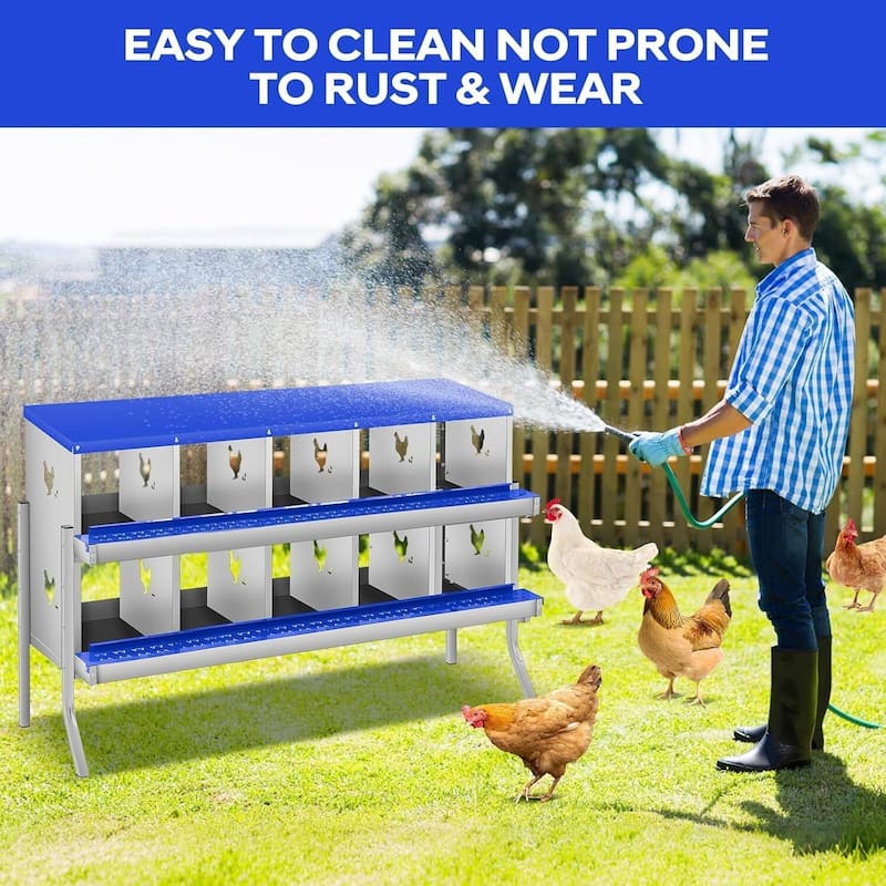 10 Compartment Nesting Box, Chicken Laying Box, with Bracket Legs, Easy to Clean and Install