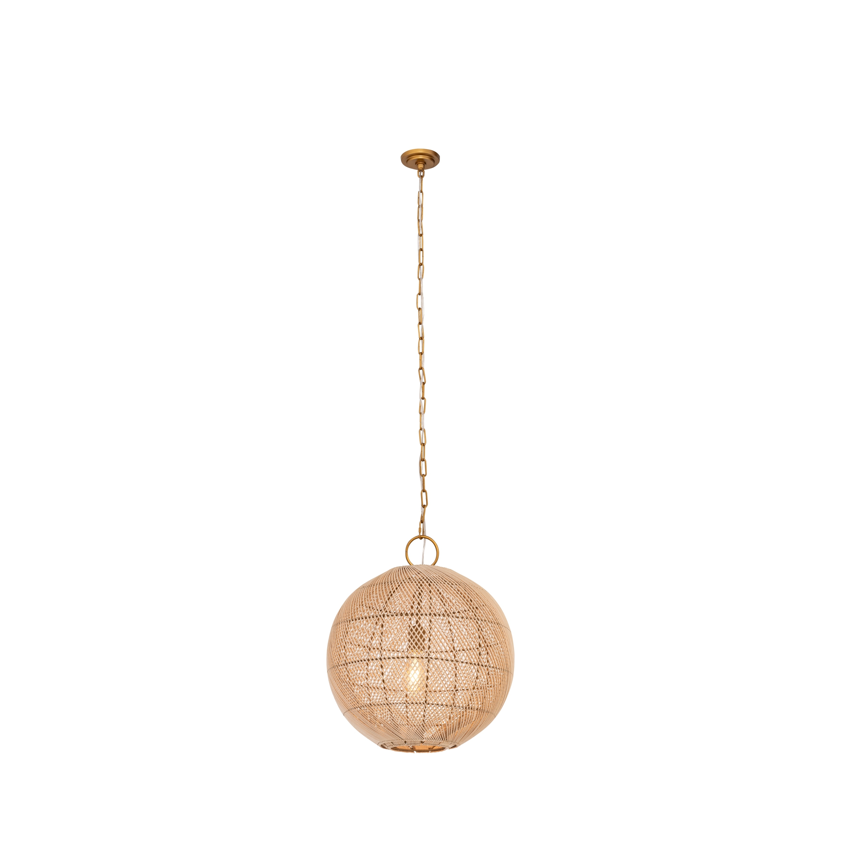 Innovations Lighting Reed - 1 Light 18" Chain Hung Pendant - Gold Finish - Natural Shade