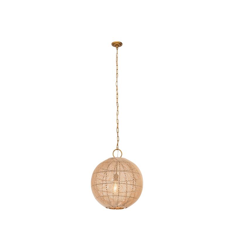 Innovations Lighting Reed - 1 Light 18" Chain Hung Pendant - Gold Finish - Natural Shade - Gold