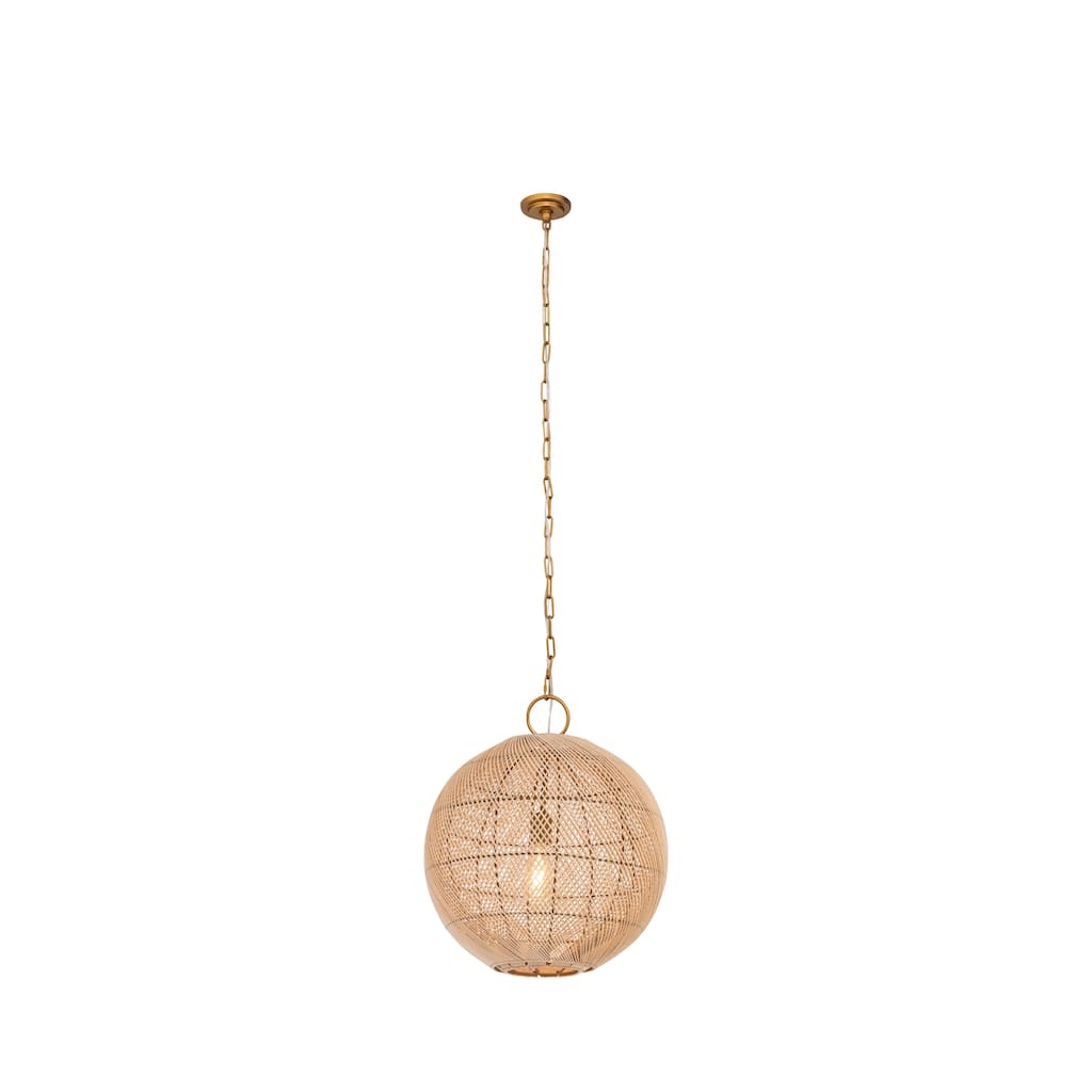 Innovations Lighting Reed - 1 Light 18" Chain Hung Pendant - Gold Finish - Natural Shade