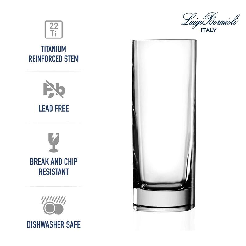 Luigi Bormioli Set of 6 Strauss Long Glasses - 13.25 oz