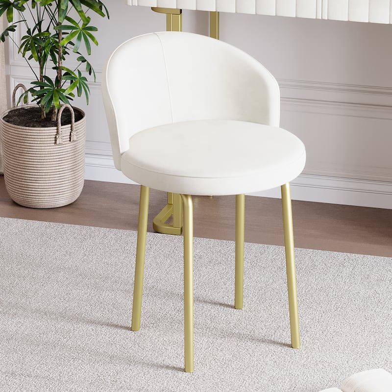 Vanity Desk With Chair, Vanity Set With 5 Big Drawers, Makeup Table With Padded Chair, Marble-Look Sticker Top Dressing Table