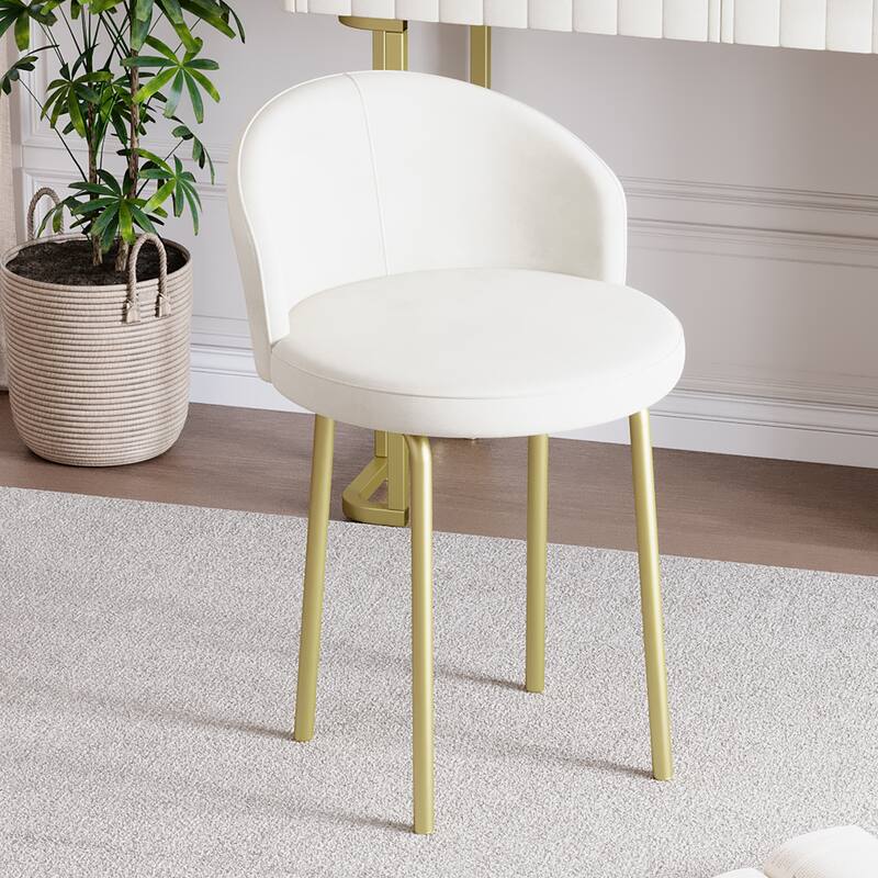 Velvet Upholstered Makeup Vanity Desk with 5 Storage Drawers, Marble-Look Sticker Top Dressing Table and Padded Makeup Chair Set