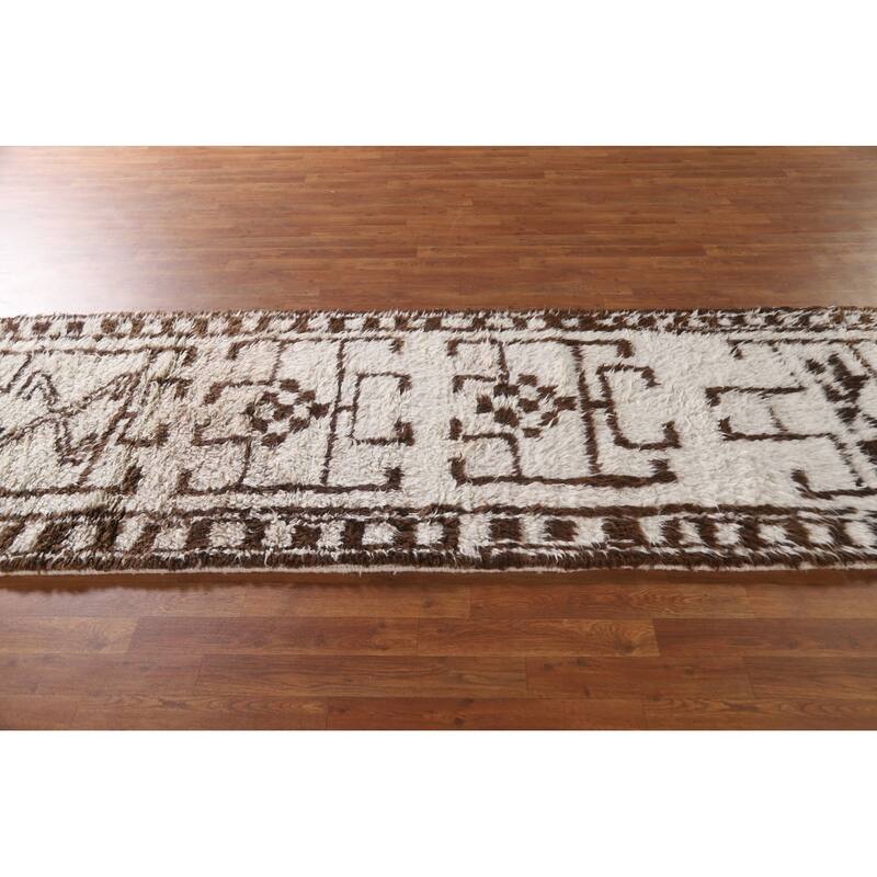 Plush Turkish Anatolian Beige Runner Rug Hand-knotted Wool Carpet - 3'2"x 10'6"