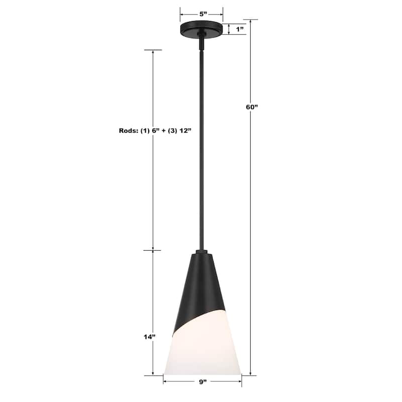 Brian Patrick Flynn Tori 1 Light Matte Black Pendant
