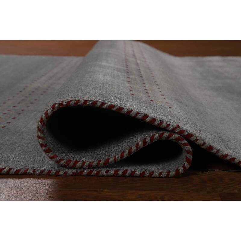 Hand Knotted Oriental 100% Wool Carpet Tribal Animal Pictorial Greys & Charcoal Gabbeh Area Rug - 7' 10'' X 5' 0''