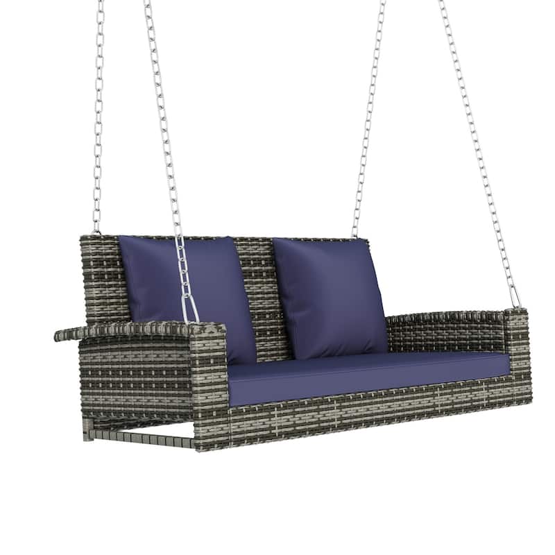 Merax 2-Person Wicker Hanging Porch Swing with Chains