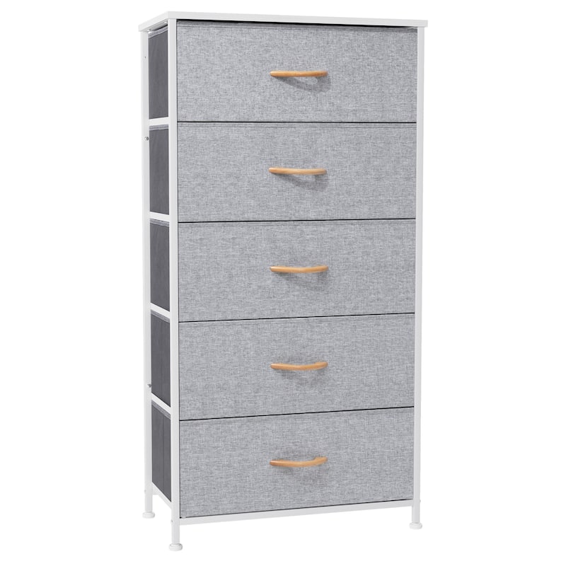 5 Drawers Vertical Dresser Storage Tower Organizer Unit for Bedroom - Light Gray - 5-drawer