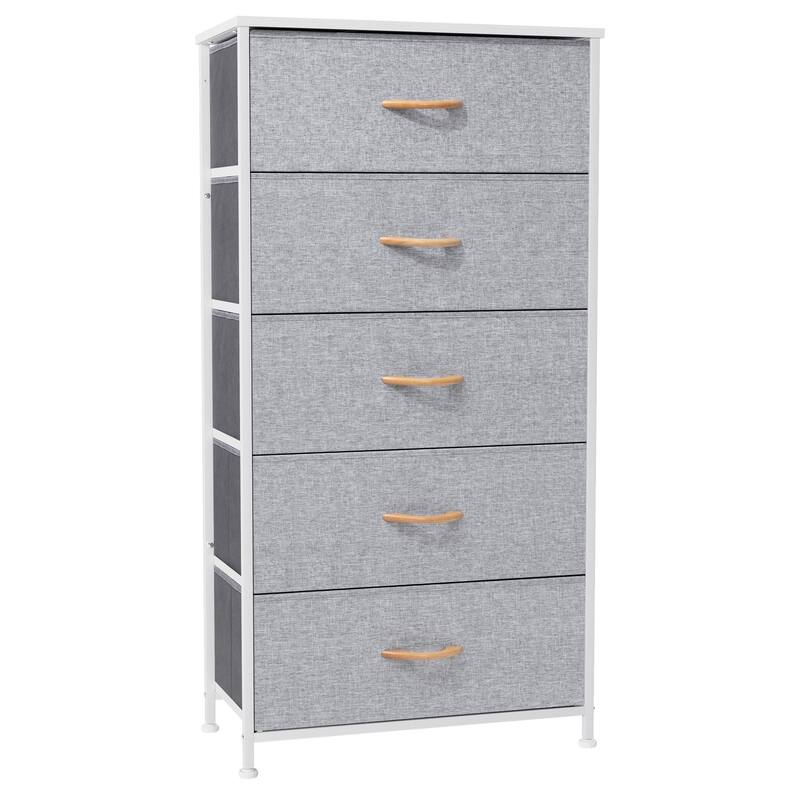 5 Drawers Vertical Dresser Storage Tower Organizer Unit for Bedroom - Light Gray - 5-drawer