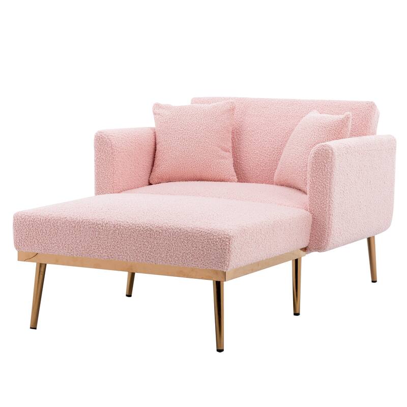 Pink Chaise Lounge Chair /Accent Chair with Ottoman