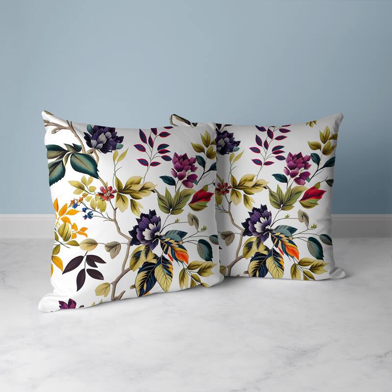Majestic Gardens Faux Suede Reversible Throw Pillow White and Blue