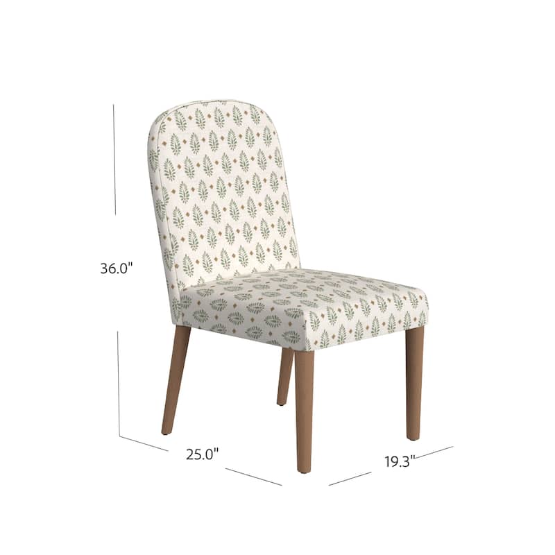 Mio Dining Chair with Rounded Back, Sage Paisley Medallion Fabric