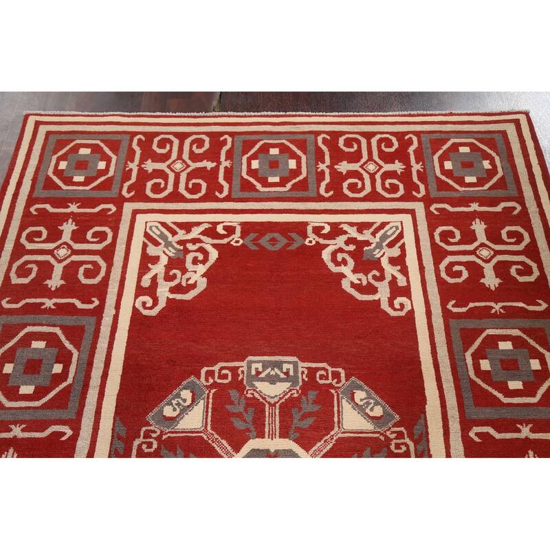 Geometric Oriental Gabbeh Kashkoli Area Rug Hand-knotted Wool Carpet - 5'4" x 7'8"