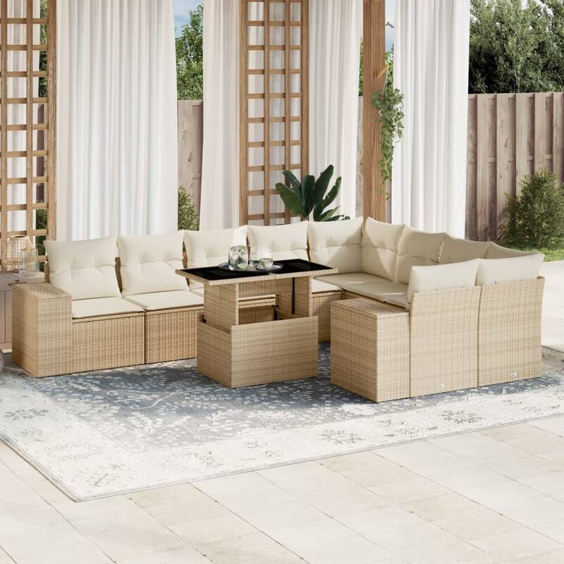 vidaXL Garden Sofa Set - Beige and cream With table