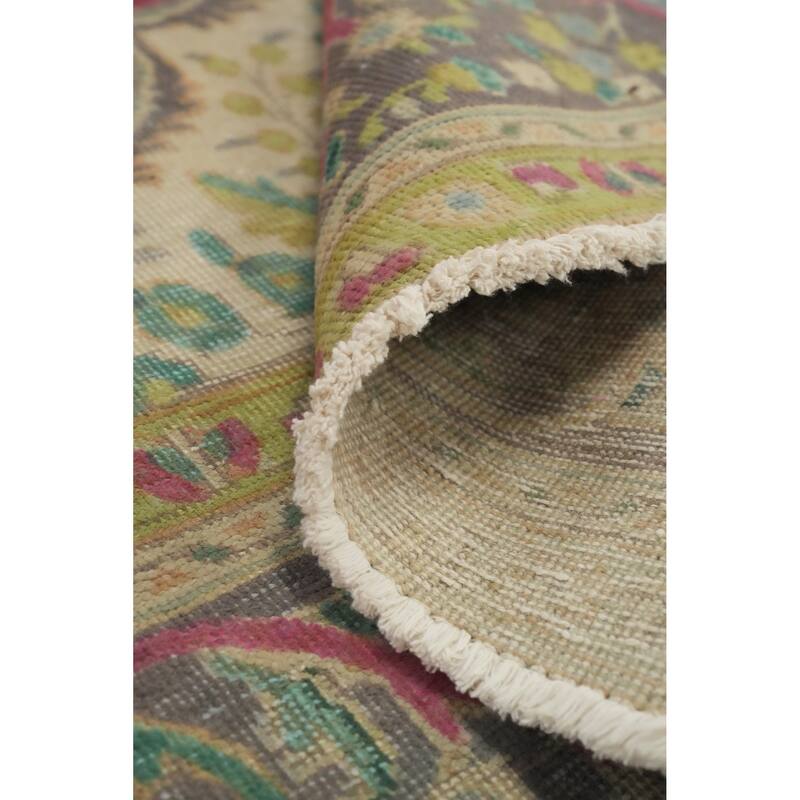 Hand Knotted Oriental 100% Wool Carpet Traditional Floral Pink Tabriz Area Rug - 12' 5'' X 9' 6''