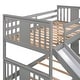 preview thumbnail 10 of 11, Gray Twin over Twin Solid Wood Bunk Bed with Slide and Fence