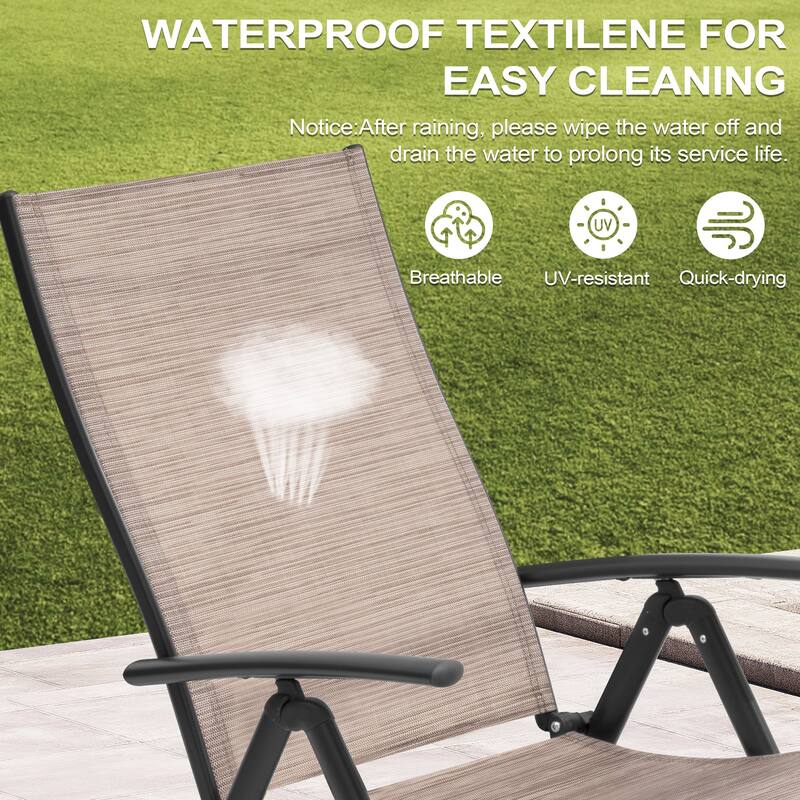 Outdoor Aluminum Folding Recliner Adjustable Chaise Lounge Chairs - See Picture